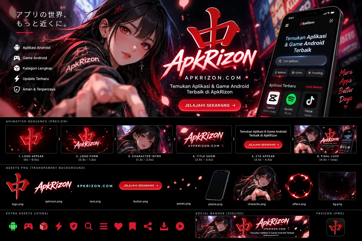 Konsep visual promosi ApkRizon.com